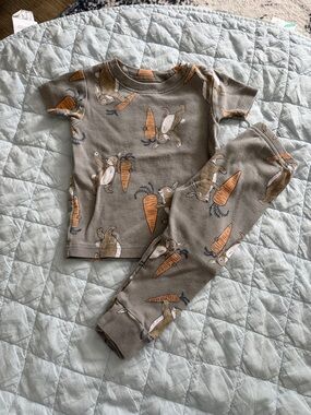 🐥3 for $15🐥 Carter's Gray Bunny & Orange Carrot Pajama Set